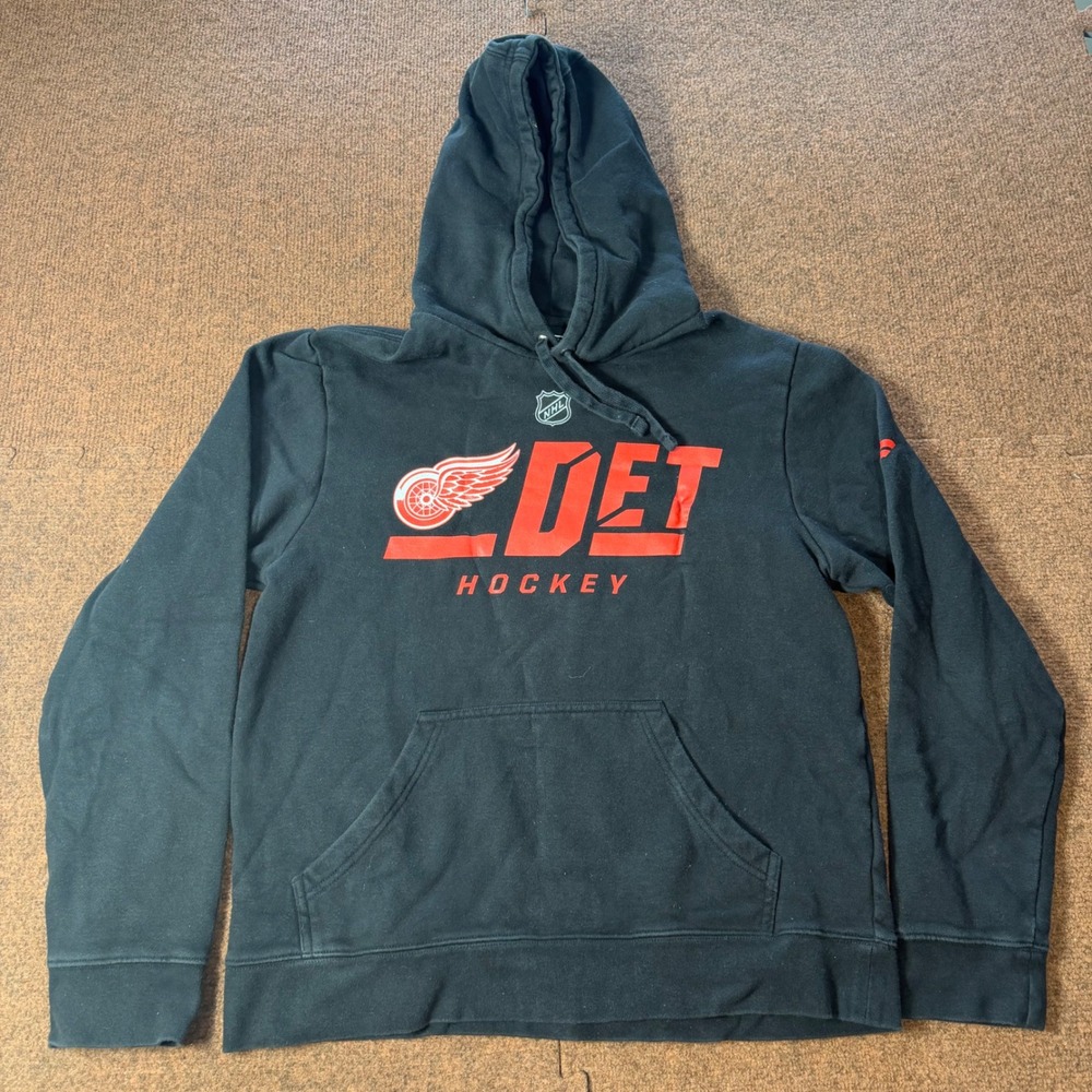 NHL Detroit Red Wings Fanatics Black Hockey Hoodie Men Large Pullover Sweatshirt